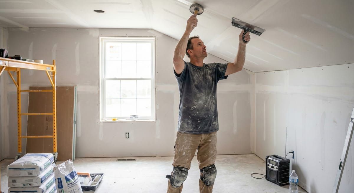 Professional drywall contractor finishing drywall in Detroit